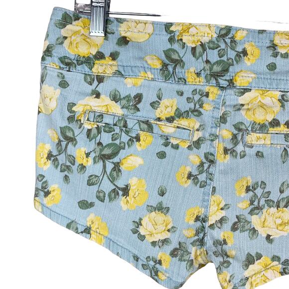 Delia’s Floral Jean Shorts Blue Yellow Flowers Denim Low Rise Junior's 3 - Picture 8 of 8